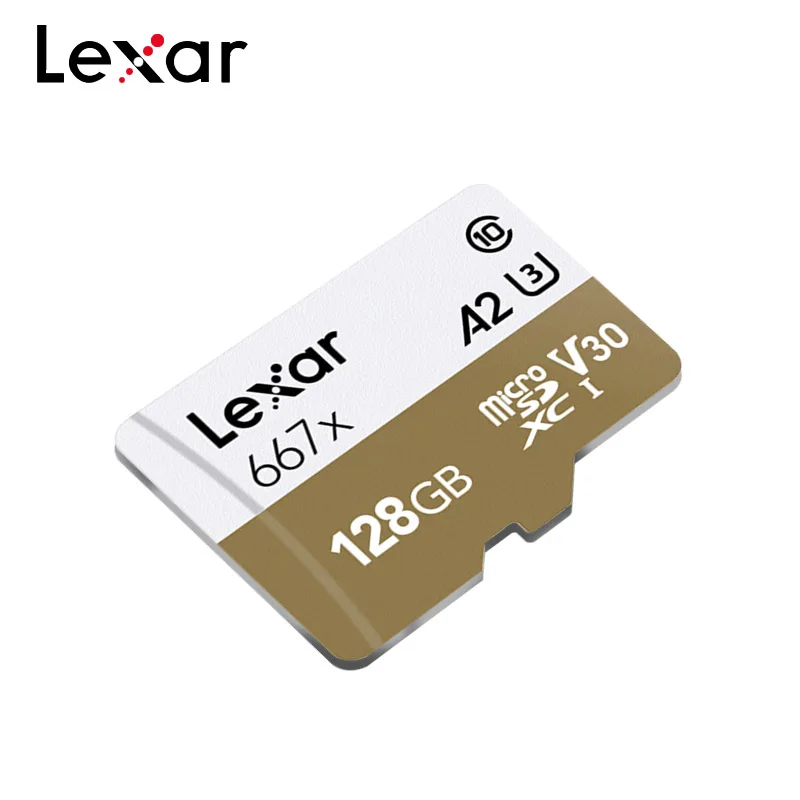 

Lexar 667x Memory Card 128GB A2 Class 10 V30 Max Reading Speed 100MB/s UHS-I U3 Micro SD Card For 1080p Full-HD 3D 4K Video