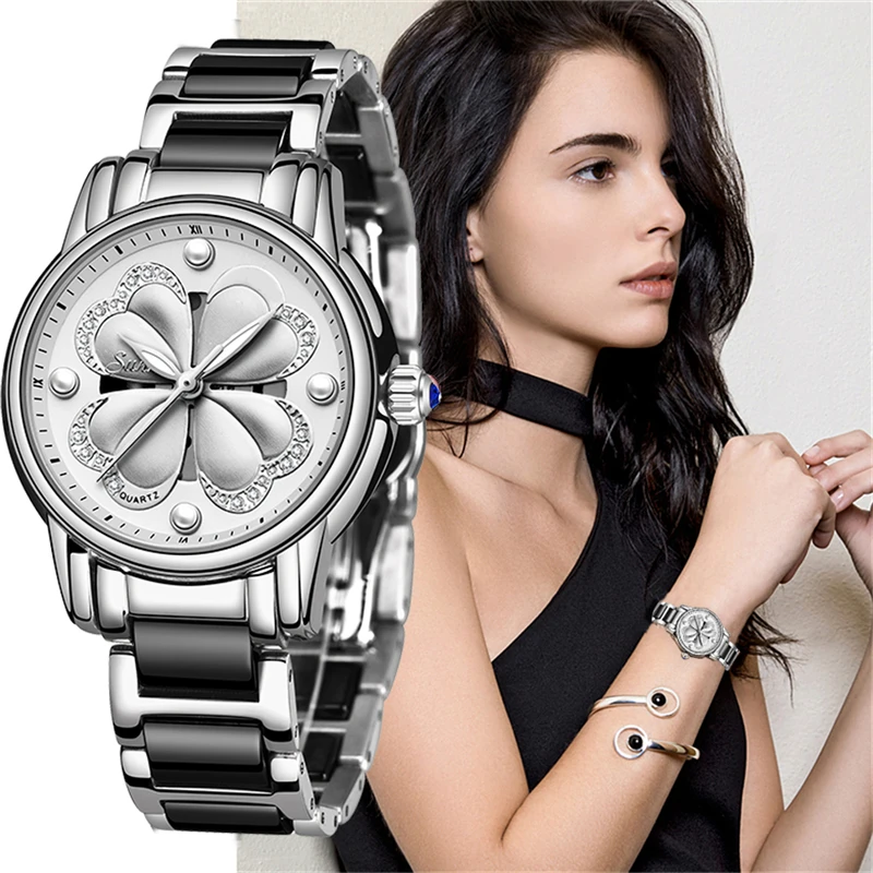 

SUNKTA New Listing Top Luxury Brand Women Watch Women's Ceramic Watch Fashion Dress Lady Girl Analog Quartz Clock Zegarek Damsk