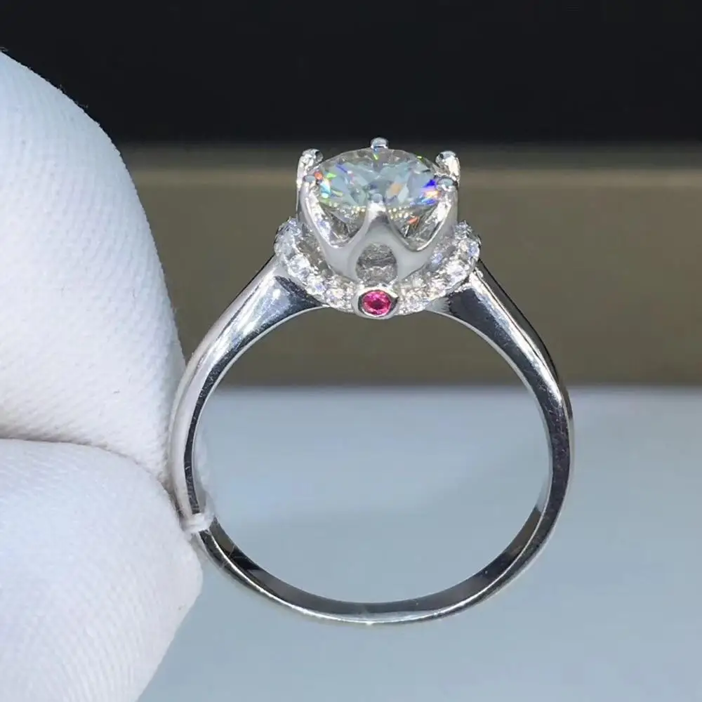 Круглое серебряное кольцо с муассанитом 1ct D VVS роскошное кольцо с муассанитом Weding для женщин