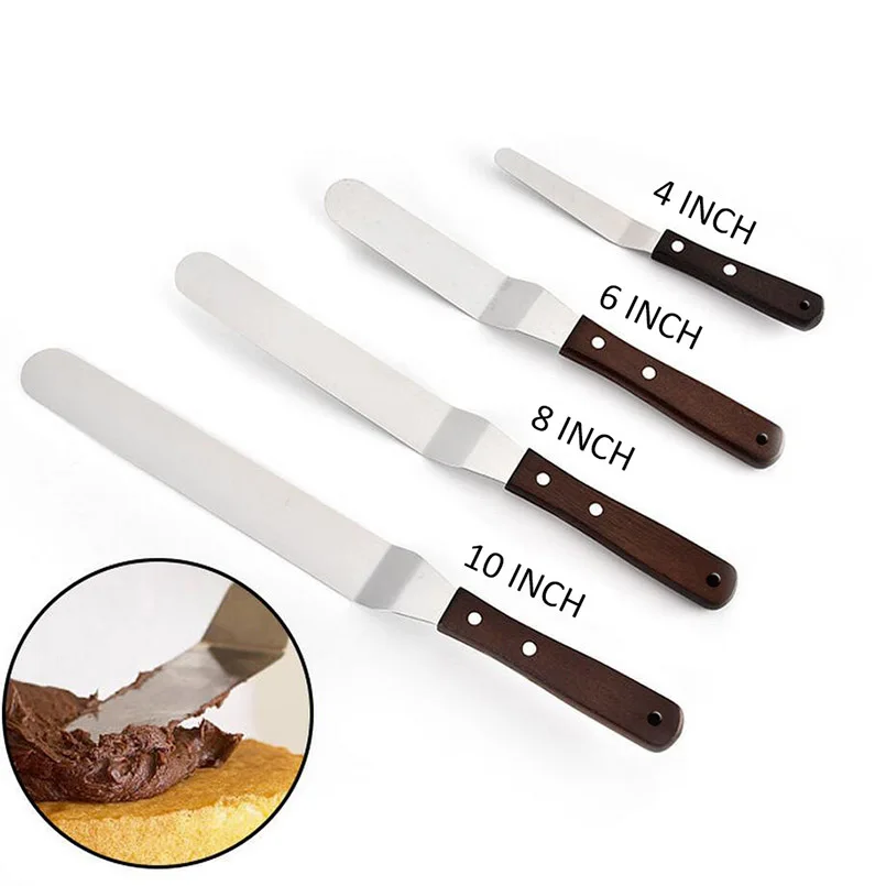 

Cake Decorating Supplies 4/6/8/10 inch Angled Icing Spatula Stainless Steel Frosting Spatulas Icing Frosting Cake Smoother