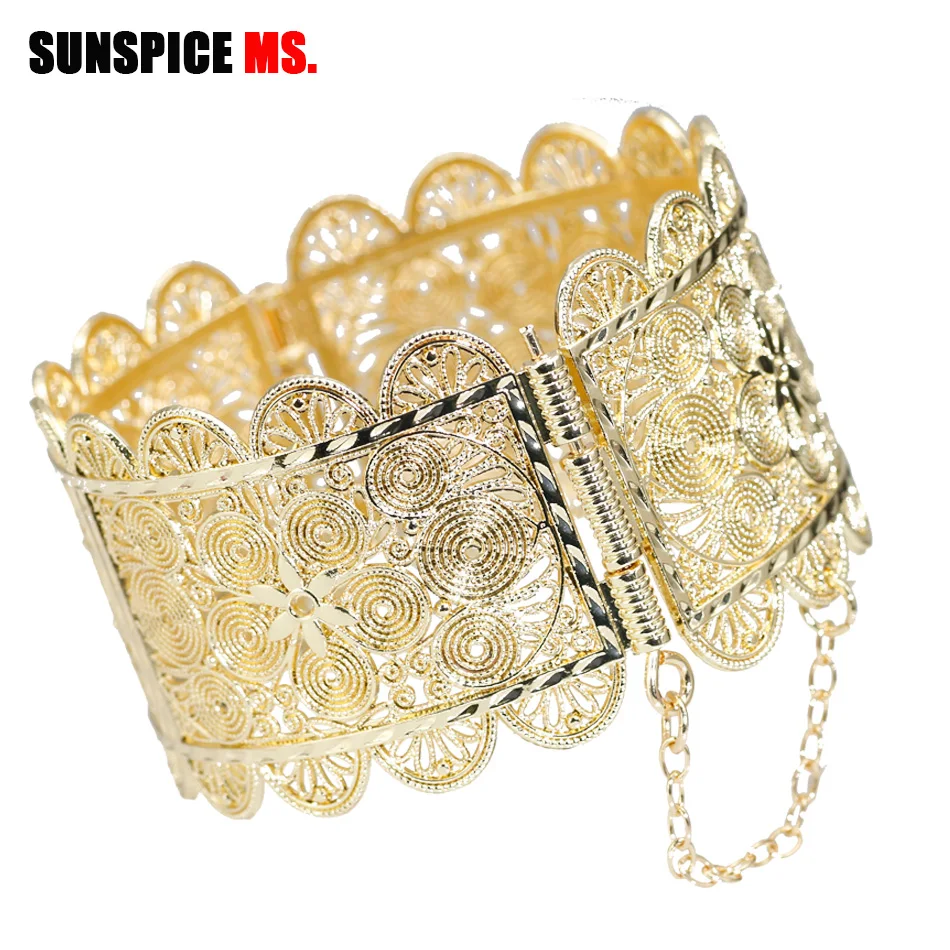 NEOVISSON Indian Jewelry Big Size Women Bangle Cuff Bracelets Gold