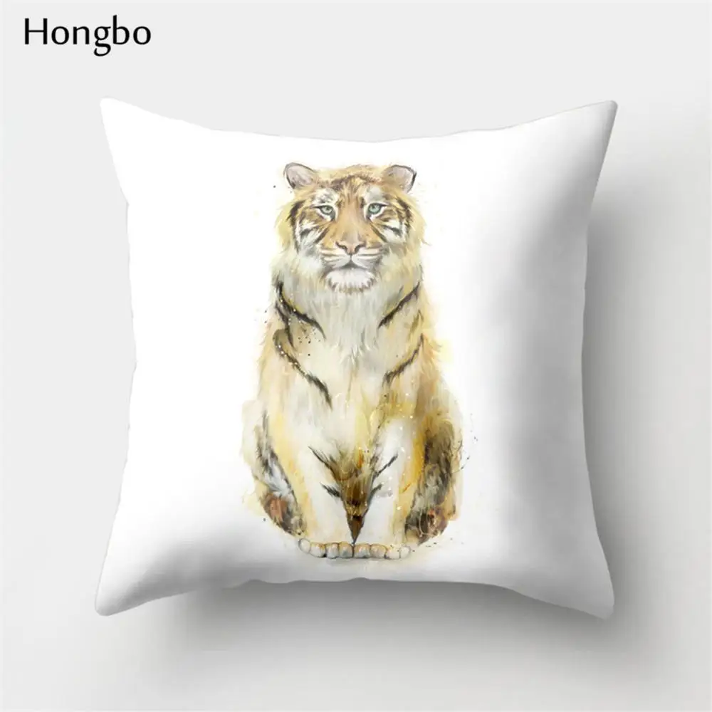 Hongbo 1 шт. чехол для подушки с рисунком лисы, медведя, птицы, лошади, диких животных, декоративный чехол для подушки, для дома и офиса - Цвет: 9