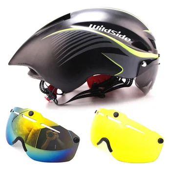 

Bicycle Helmets Goggles 290g Aero TT Bike Helmet Road Cycling Sports Safety Helmet Riding Mens Racing In-Mold Time Trial Helmet