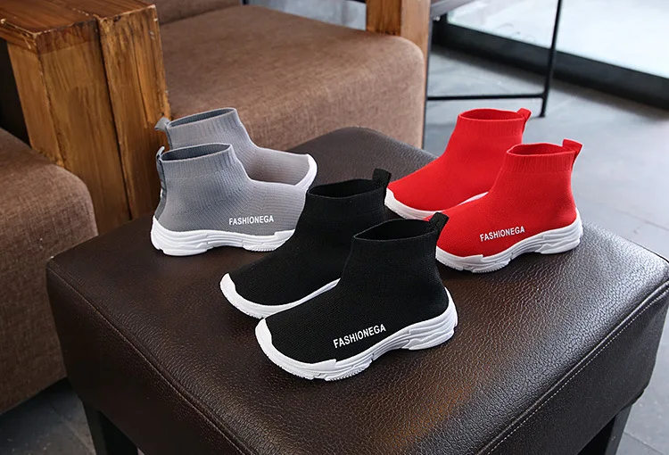 Обувь для девочек; обувь для мальчиков; вязаные Нескользящие кроссовки; цвет черный, красный; детская спортивная обувь; кроссовки; дышащая детская обувь для бега