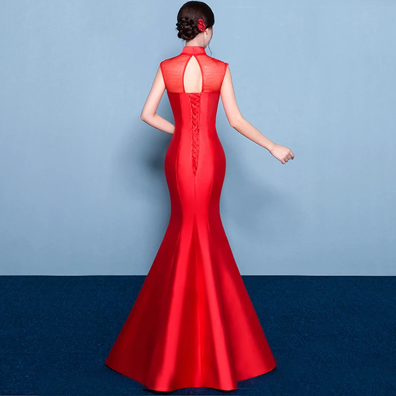 Chinese Female Evening Dress Cheongsam Qipao for Wedding Party