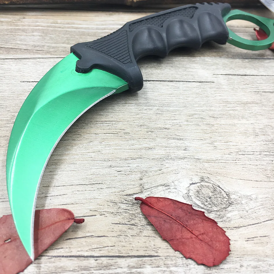 CS GO коготь счетчика удара Karambit нож шеи нож с оболочкой зуб тигра настоящая игра нож Радуга Кемпинг Фиксированное Лезвие Нож