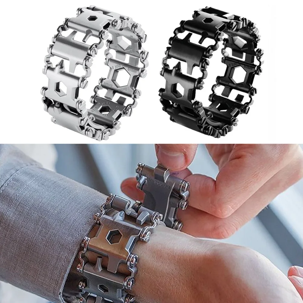 

LITTLE FROG Multi-stem Tread multitool Bracelet Multifunction Stainless Steel Outdoor Bolt Driver Tools Kit Travel Wearable