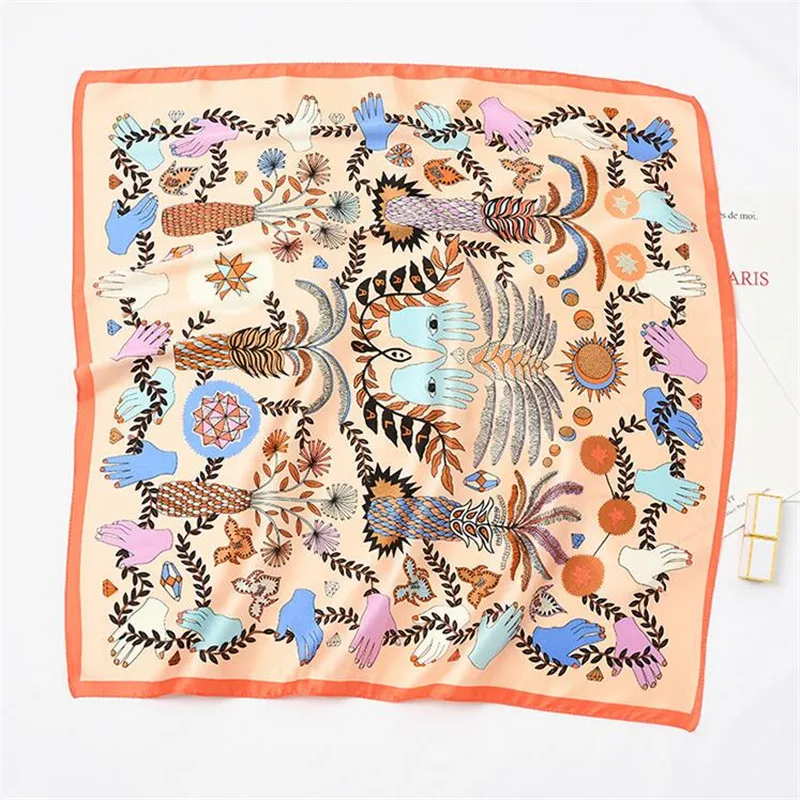

60cm*60cm H Letter Luxury Brand Women Twill Silk Scarf 2018 Horse Pattern Headband Print Scarf New Fashion Small Square Scarves