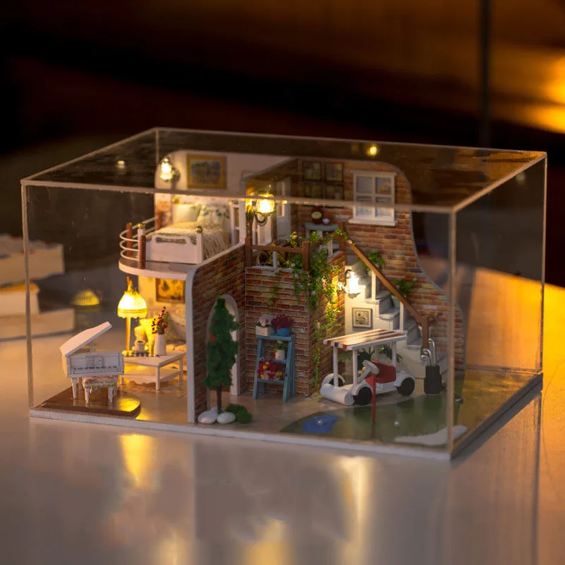 

original genuine 3d diy holiday open villa golf course led dollhouse match New birthday gift for children girls