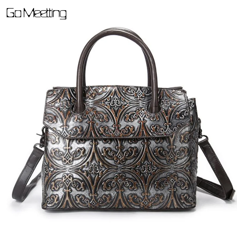Vintage Trend Women Genuine Leather Tote Bag Casual Crossbody Messenger Shoulder Bags Famous Brand Embossed Cowhide Handbag New Vintage Trend Women Genuine Leather Tote Bag Casual Crossbody Messenger Shoulder Bags Famous Brand Embossed Cowhide Handbag New