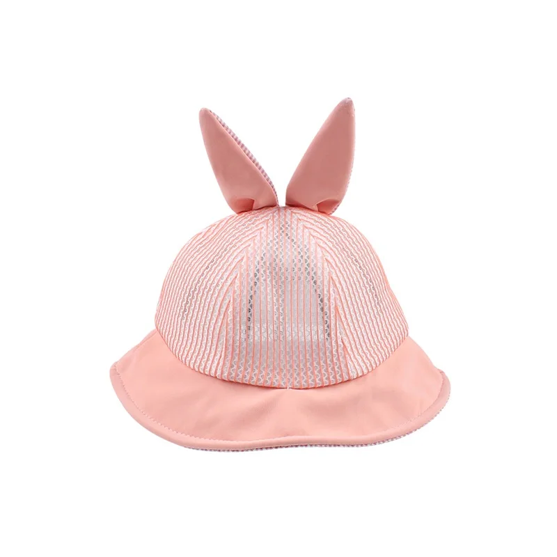 Mesh Bunny Baby Hat Breathable Soft Kids Hat Boys Girls Summer Sun Cap Wide Brim Lace Up Baby Hat With Ears Baby Girls Clothing (10)