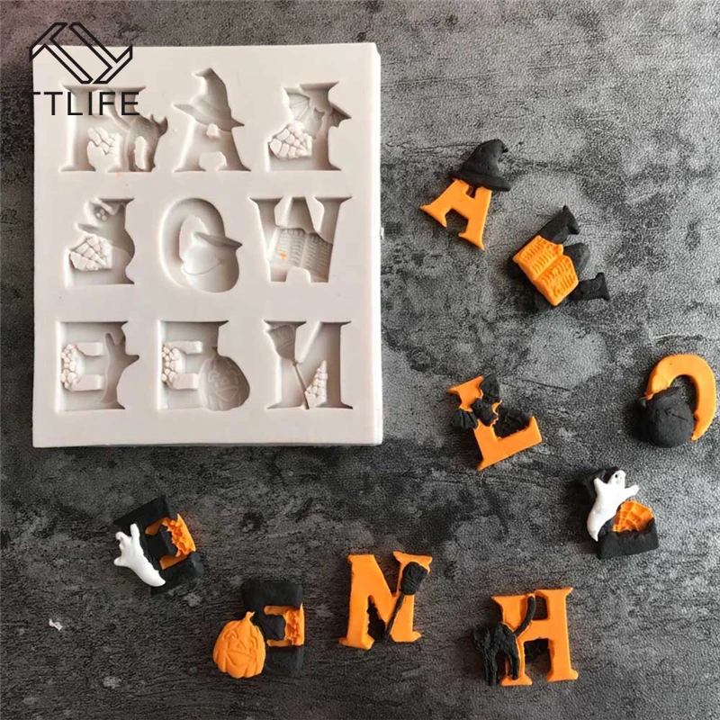 

TTLIFE Halloween Fondant Mold Liquid Silicone Mold DIY Modeling Soft Clay Mold Cake Tools Dessert Decorations Pastry Bakeware