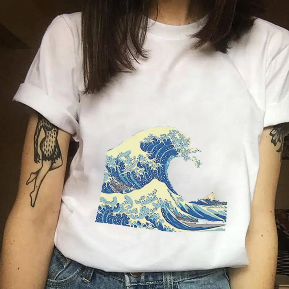

zeagoo Women Casual Round Neck Short Sleeve Sea Pullover White Fashion Print Causal Summer T-Shirt
