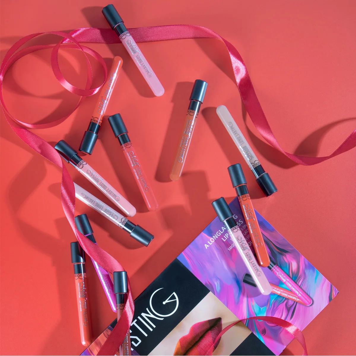 Matte de Longa Kit de Batom Lote Duração Aveludado Nutritivo Batom Vermelho Nude Matiz Labial Maquiagem 12 Pçs - 9 de longa duração, aveludado nutritivo, batom vermelho, nude, matiz labial maquiagem,