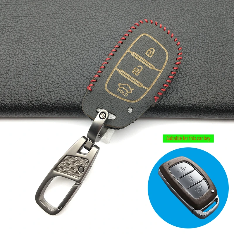 100% Верхний слой кожаный чехол для ключей брелок Hyundai i10 i20 i30 HB20 IX25 IX35 IX45 смарт 3