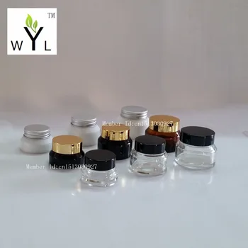 

15g 30g 50g empty Glass Bottle Eye Cream Bottle Cosmetic Jar Make Up Jar with Anodized Cap and inner lid cosmetic container WYL