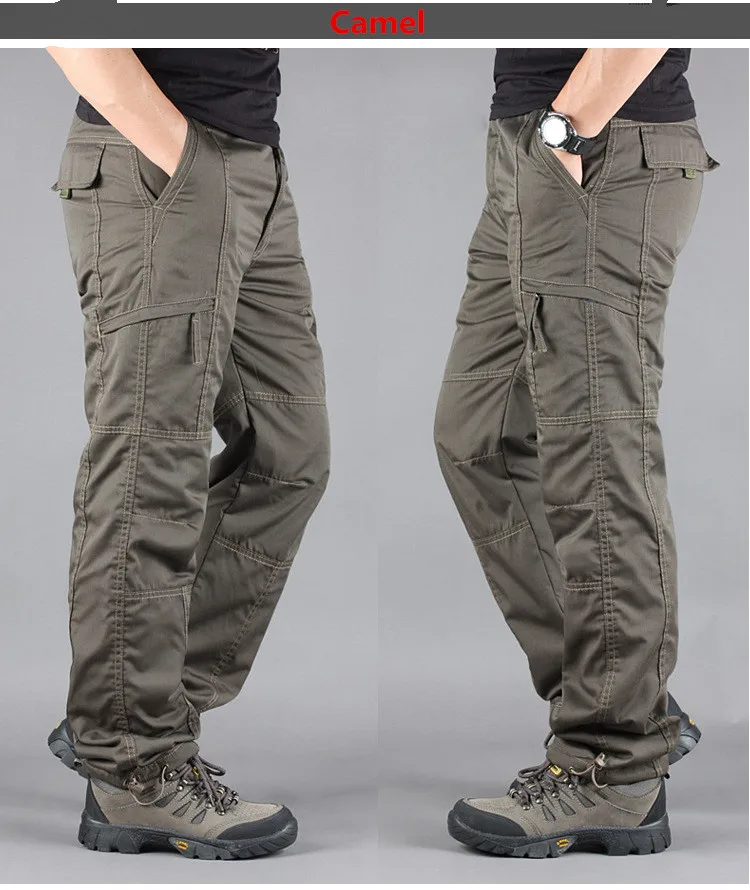 Мужские брюки карго, зимние Утепленные флисовые брюки карго, мужские повседневные хлопковые военные тактические мешковатые штаны, теплые брюки, плюс размер 3XL