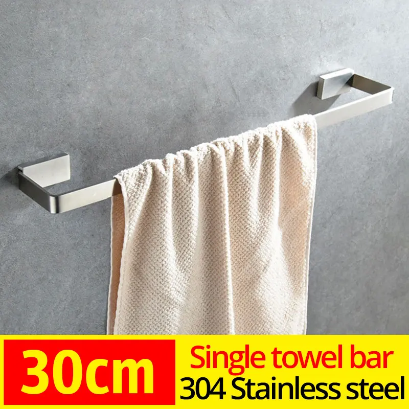 MEIFUJU квадратный твердый SUS304 из нержавеющей стали, вешалка для полотенец, Полка для полотенец, аксессуары для ванной комнаты, бумажный держатель, аксессуары для ванной комнаты - Цвет: Single bar 30cm