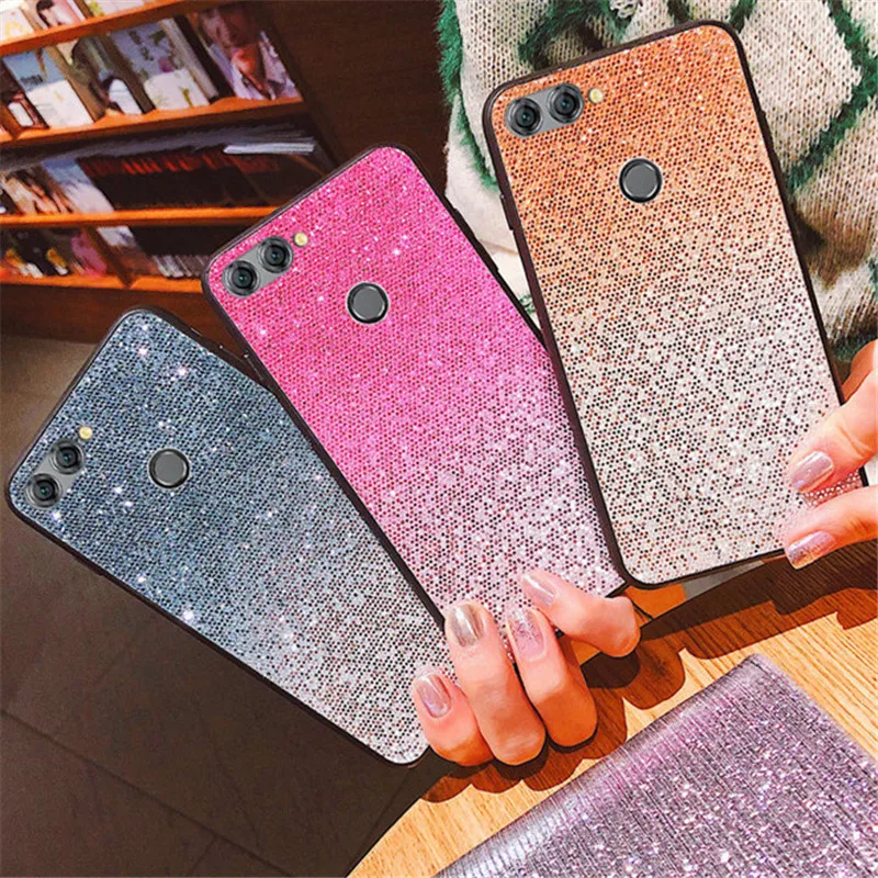 

Colorful Gradient Glitter Case For Huawei Honor 7A 7C 5.45 5.99 inch 8 Lite Y5 Y6 Y7 Y9 Prime 2018 2019 P8 P9 Lite 2017 Cover