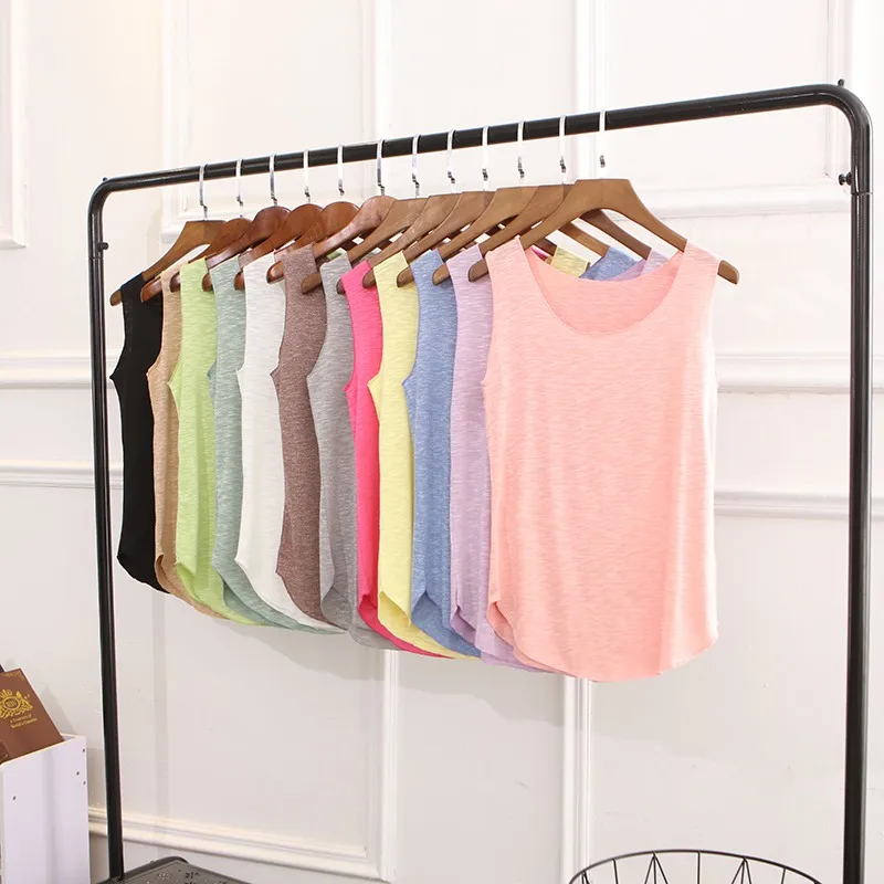 

2018 Summer Bamboo Cotton Tank Top Women Sexy Low-cut Basic T shirt Tank Top Solid Causal Camisole Tops Female Vest