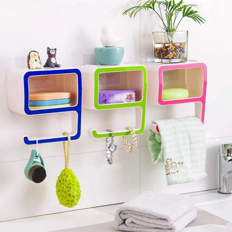 

JPZYLFKZL HOME Bathroom Towel Rack Number 9 Shape Plastic Soap Cosmetics Storage Rack Wall Shelf Toilet Shelves Organizer