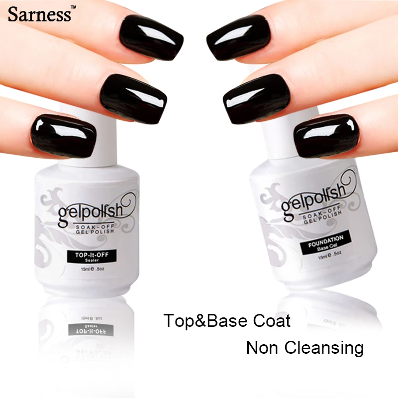 

Sarness Top and Base Coat Gel Nail Polish Vernis Semi Permanant UV Transparent Color Primer Top Coat Glitter Nail Gel Polish