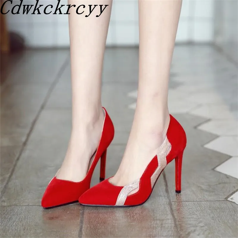 

Spring and Autumn New pattern fashion Cusp Suede High-heeled Women Shoes black gules Sequins sexy banquet marry Women Shoes