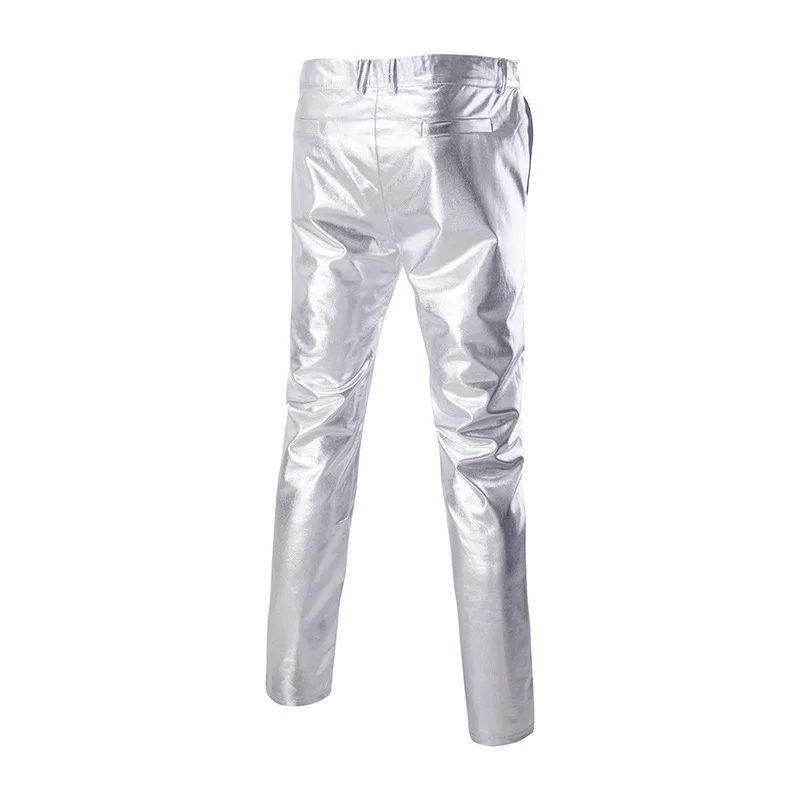 New Fashion Men's Shiny Pants Hip Hop Straight Casual Trousers Metallic Gold Sliver Black Pants For Nightclub Stage Singer   (5)