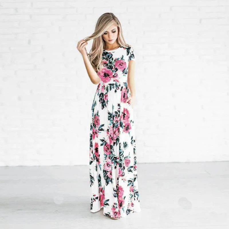 

Summer Long Dress Floral Print Boho Beach Dress Tunic Maxi Dress Women Evening Party Dress Sundress Vestidos de festa XXXL