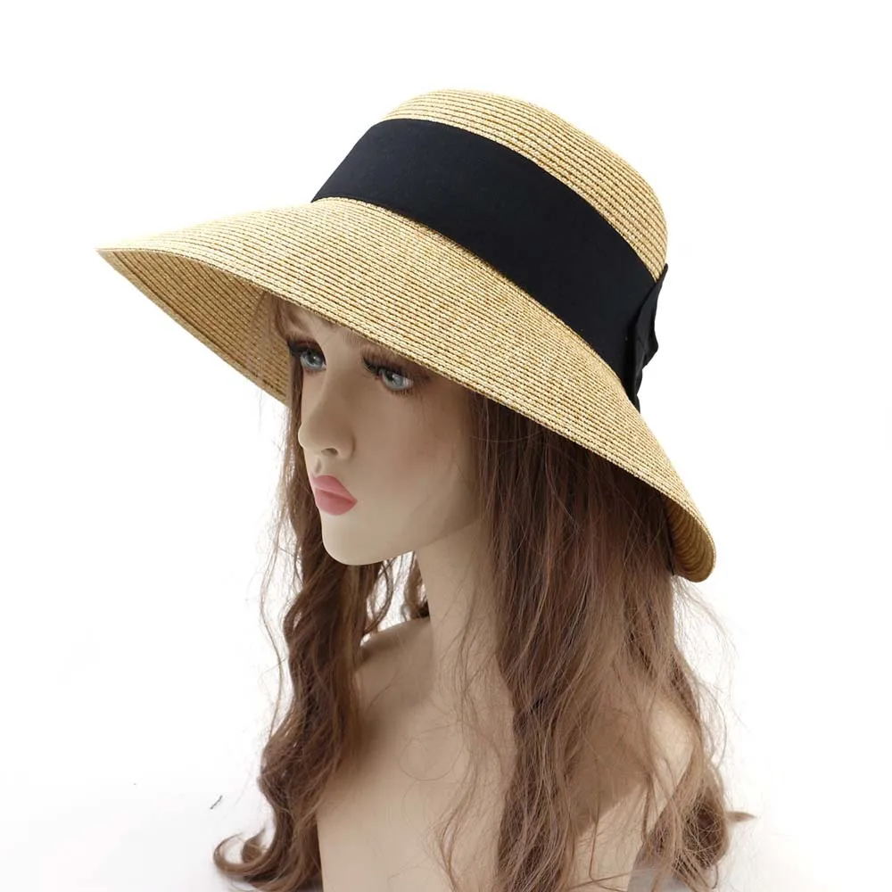 

Summer Hat Women Sun Straw Beach Cap Bow Casual Wide Brim Holiday Outdoor Accessory Gift