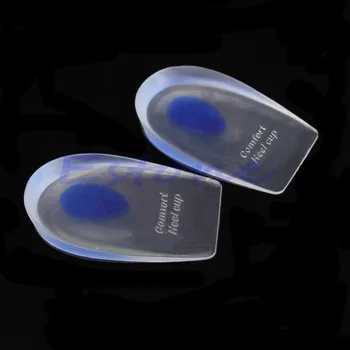 

THINKTHENDO Gel Shoes Pads Cushion Heel Cup Insoles Massager Inserts Heel Spur Pain Silicone
