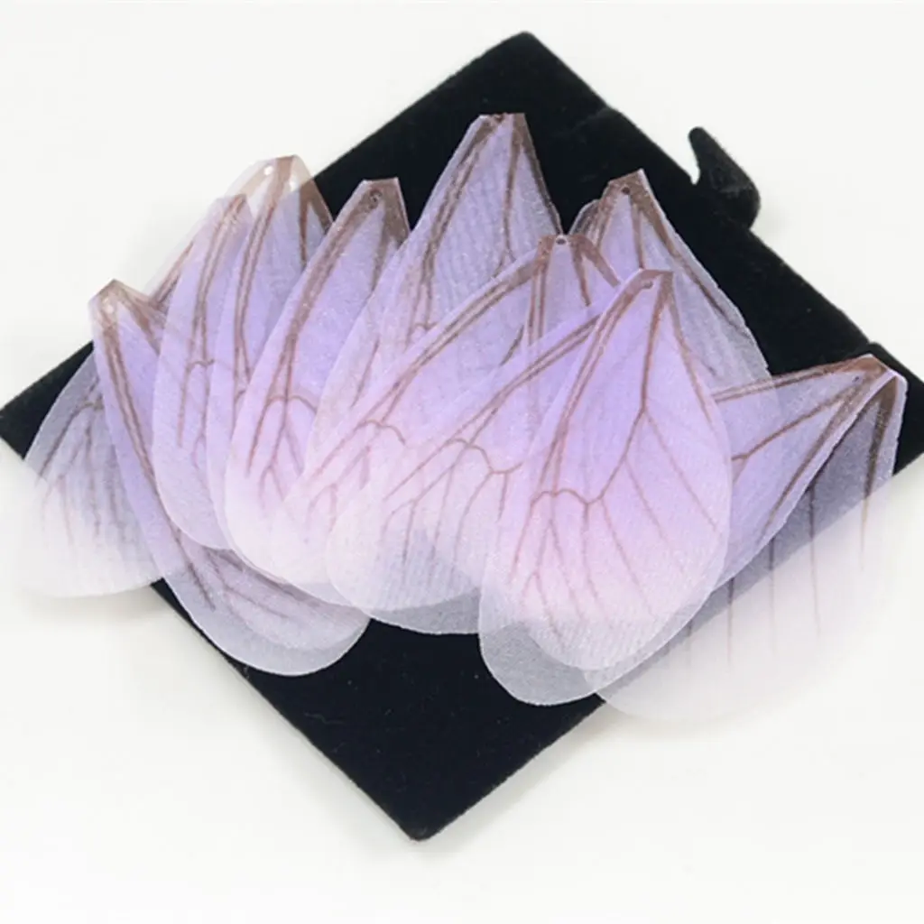 50pcs Cloth Fashion Dragonfly Wing Charms for Women Earrings Pendant Jewelry