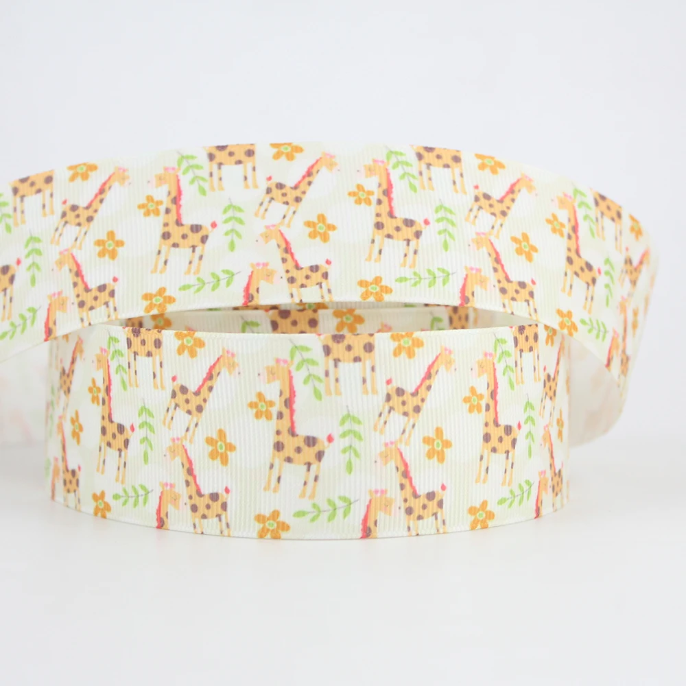 cute giraffe printed animal ribbon (1)