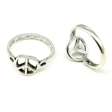 10 шт./лот, античный серебряный цвет, простой знак мира, символ мира, кольца для девочек и женщин, ювелирные изделия, подарок