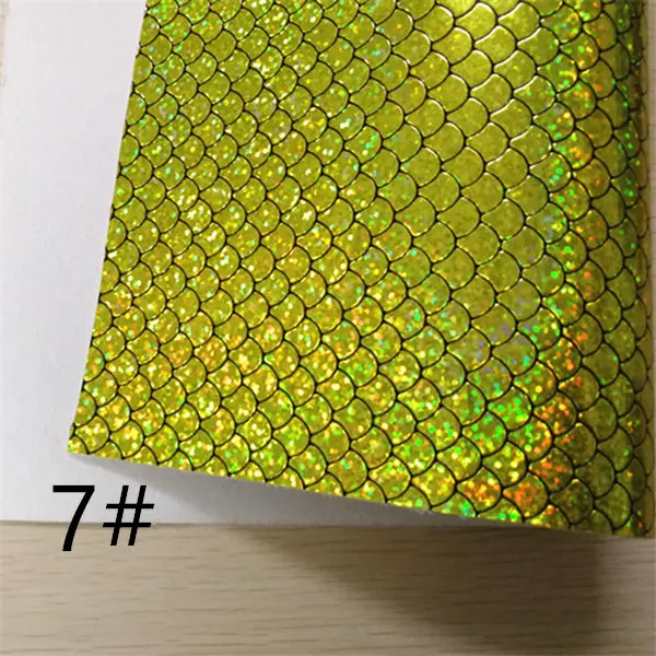 Free shipping 30x134cm hologram fish scale vinyl fabric synthetic