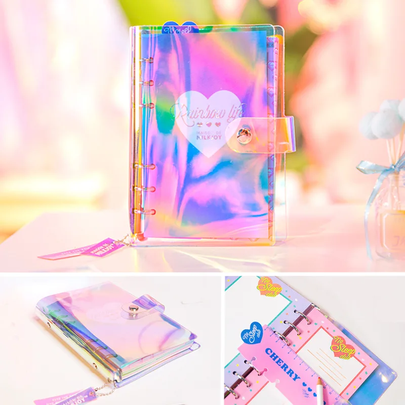 2018 NEW A6 PVC Creative laser Rainbow notebook Quality Planner Diary Note Book Kawaii Journal Stationery School Tools Supplies 2018 NEW A6 PVC Creative laser Rainbow notebook Quality Planner Diary Note Book Kawaii Journal Stationery School Tools Supplies