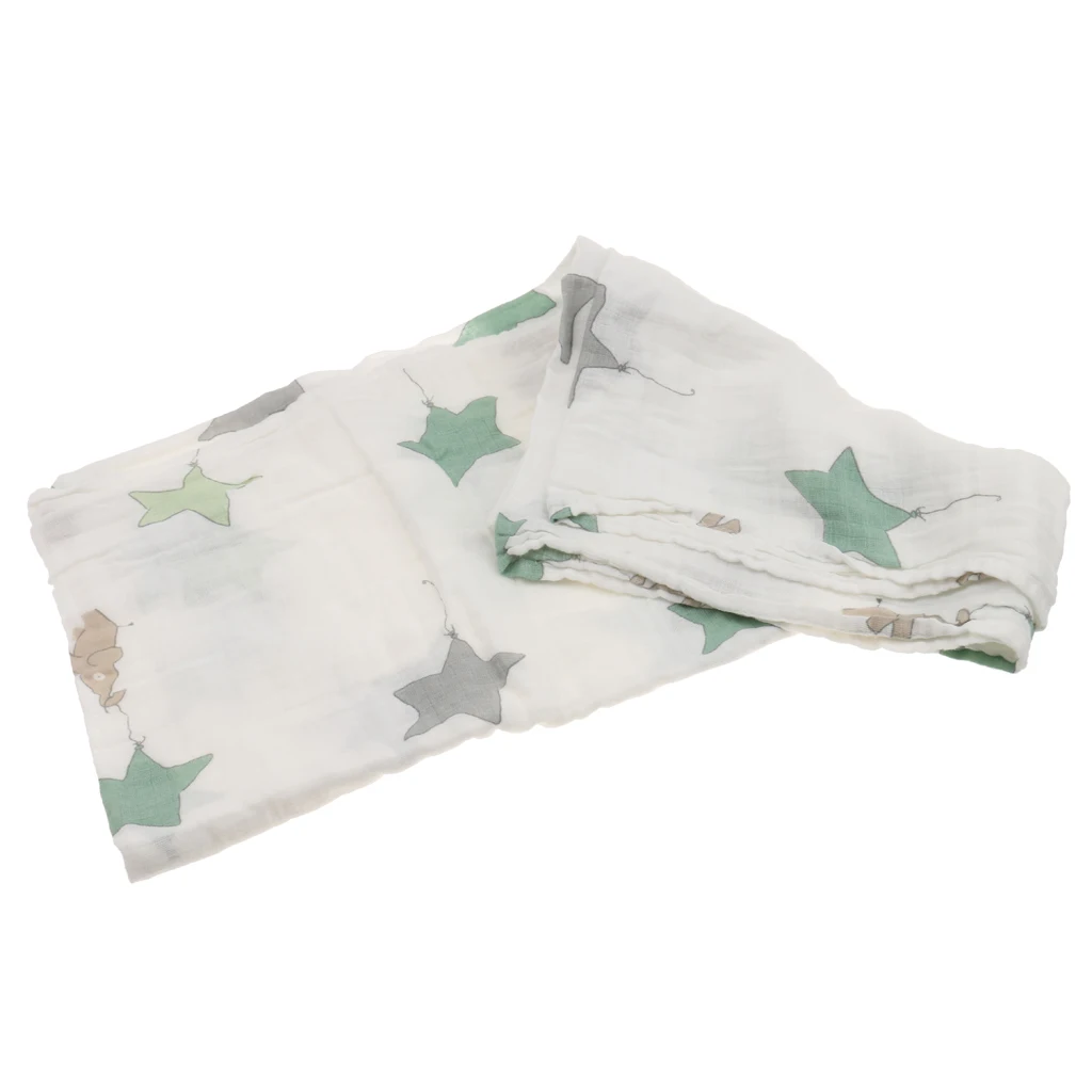One Piece Muslin Cotton Blanket Infant Baby Bedding Blanket Swaddle Bath Towel Stars for Buggy Pram Car Seat Sling Cot Crib