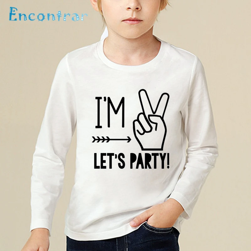 

I'm 1/2/3/4/5 Let's Party Pattern Funny Kids T shirt Boys/Girls Long Sleeve Tops Baby Birthday Number Print T-shirt,LKP5214