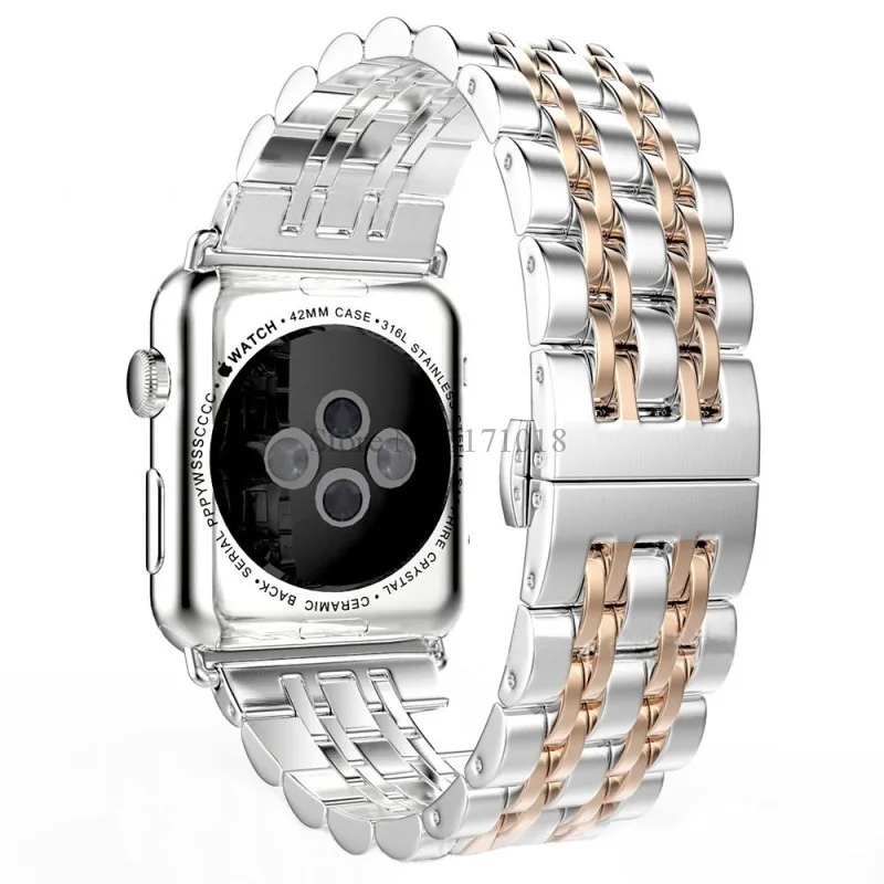 

Metal Stainless Steel Watch Band For Apple Watch 38mm 42mm Series 1 2 3 Strap Black Rose Gold Butterfly Clasp Bracelet