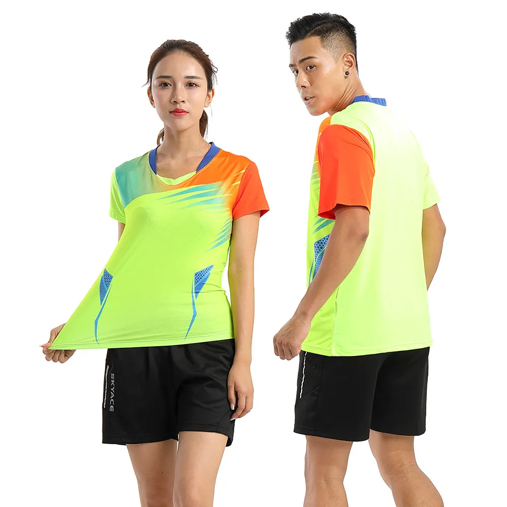 Стиль Бадминтон футболка, теннис футболка мужской/женский, теннисные рубашки, Настольный теннис футболка, спортивная рубашка 210AB
