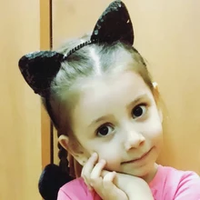 Блестки кошачьи ушки для девочек, ободок для волос, сексуальные кошачьи ушки, Детские аксессуары для волос для женщин, вечерние мультяшная повязка на голову, черный цвет