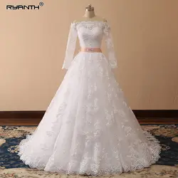 Ryanth Vestidos de Noiva бальное платье кружево свадебное с открытыми плечами тюлевые платья невесты Одежда длинным рукавом свадебное es 2018 Mariage