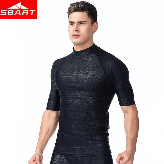 SBART Men Half Sleeve Swim Shirt Surfing Wear Quick Dry Waterproof Rash