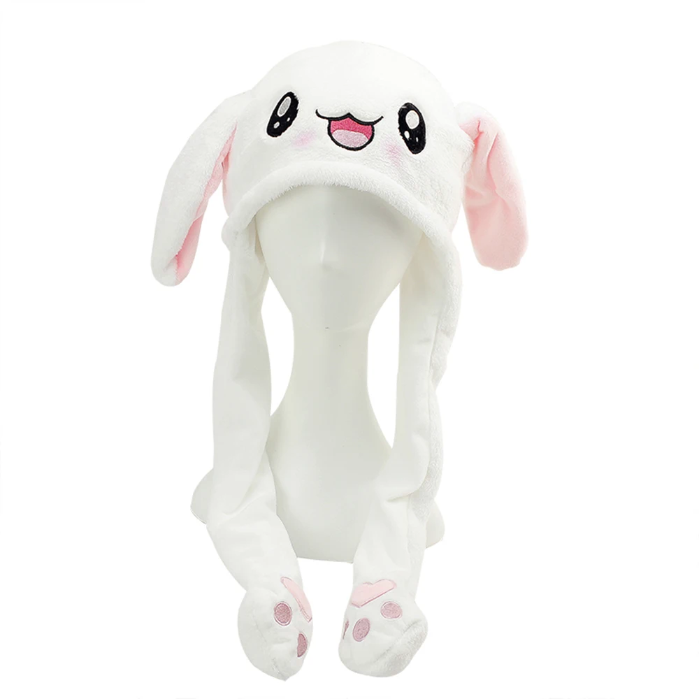Led Glowing Plush Moving Rabbit Hat Dancing Bunny Ears Pinching Ear to Move Vertically Cartoon Animal Toys Hat
