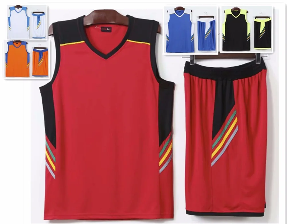Men plain sleeveless basketball sets adult blank basketball jerseys man