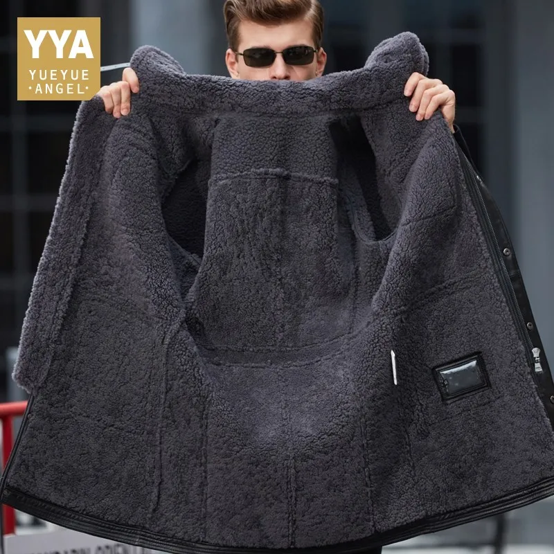 

Fashion 100% Real Sheepskin Fur Men Coat Genuine Full Pelt Sheep Shearling Mens Winter Jacket Slim Fit Black Men Fur Outerwear