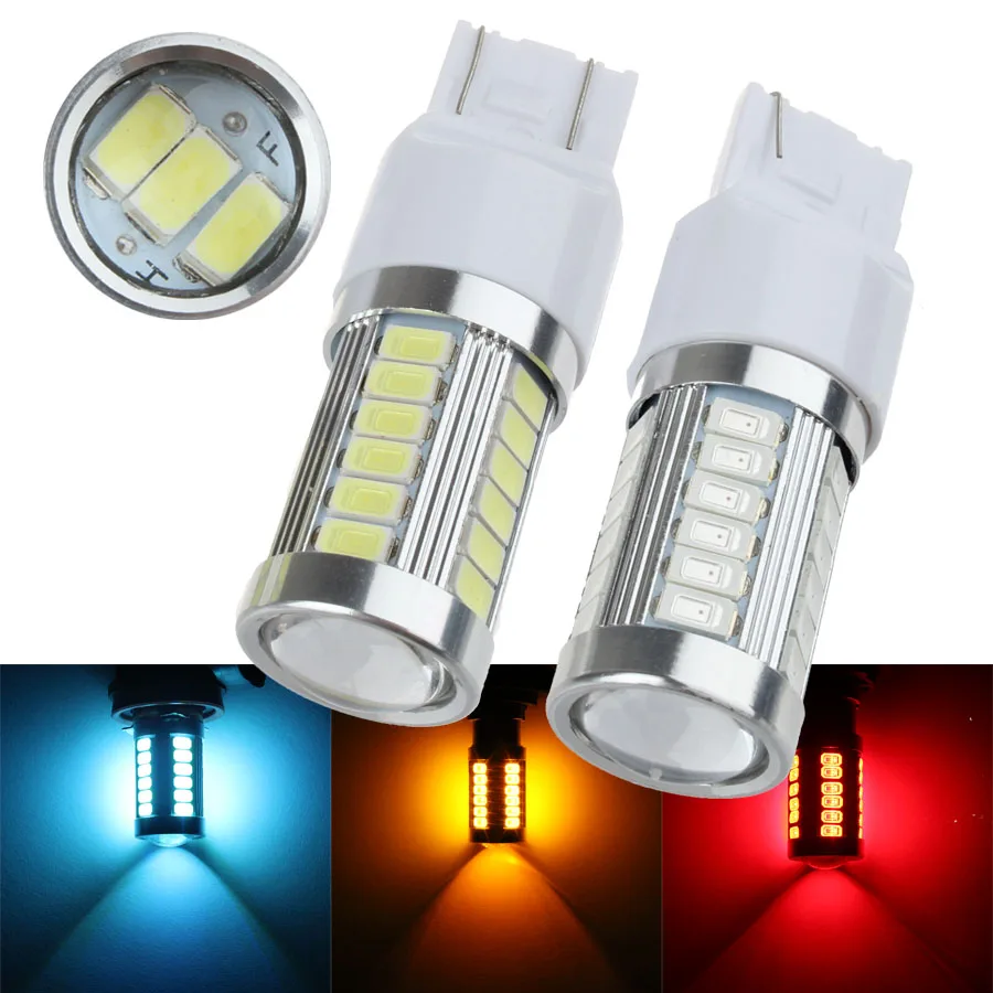 Комплект из 2 предметов высокого Мощность T20 7443 7440 W21/5 Вт 33 SMD 5630 5730 Автомобильные светодиодные сигнальные лампы тормозной фонарь лампы 33SMD авто задний Реверс лампы