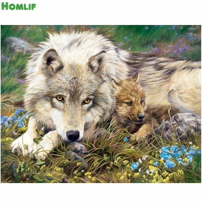 

diy Diamond embroidery Stick drill cross stitch 5d diamond painting rhinestone Mosaic painting pasted wolf home Decor gife