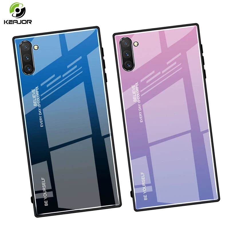 Чехол из закаленного стекла для Samsung Galaxy Note 10 Plus Роскошный чехол с градиентом