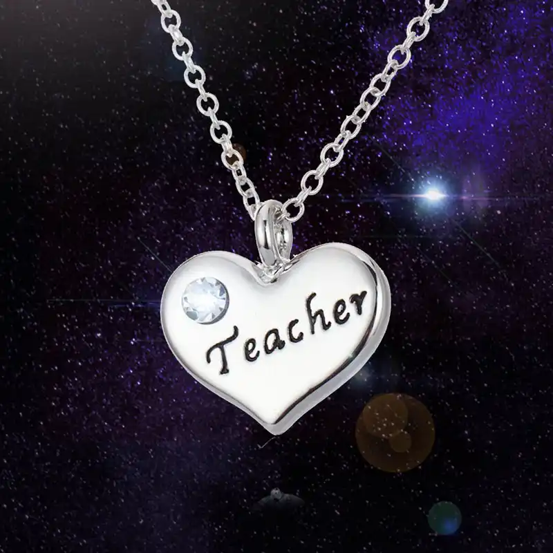 Fashion Heart Charm Silver Crystal Chain Pendant Necklace Women Men Jewelry Gift